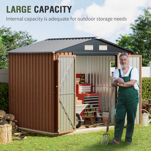 Outdoor Storage Shed, 5x3 Ft Metal Steel Tiny House with Lockable Door, Vertical Outside Storage Building for Garden, Backyard, Lawn, Patio Utility
