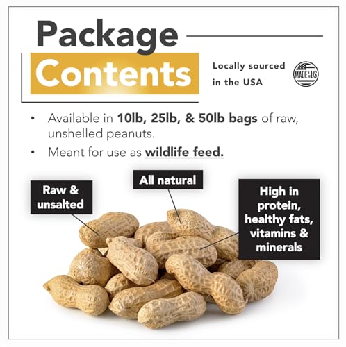 Wildlife Feed Raw Peanuts (50 LBS) - Our in-Shell Peanuts are The Ideal Critter Food to Attract Squirrels, Birds, Deer and Other Diverse Wildlife.