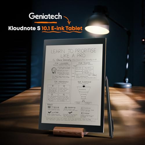 Kloudnote S 10.1" E-Ink Notepad, ePaper Tablet for Note Taking and eBook Reading, 200dpi Notebook eReader Device with Stylus, Android OS - Black