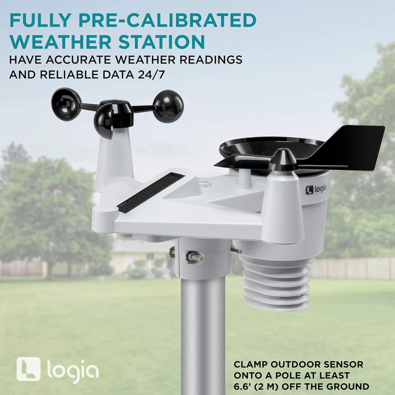 Logia 5-in-1 Wi-Fi Weather Station with Solar | Indoor/Outdoor Remote Monitoring System, Temperature Humidity Wind Speed/Direction Rain & More
