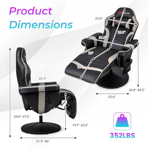 Goplus Massage Gaming Chair, Racing Style Gaming Recliner w/Adjustable Backrest and Footrest