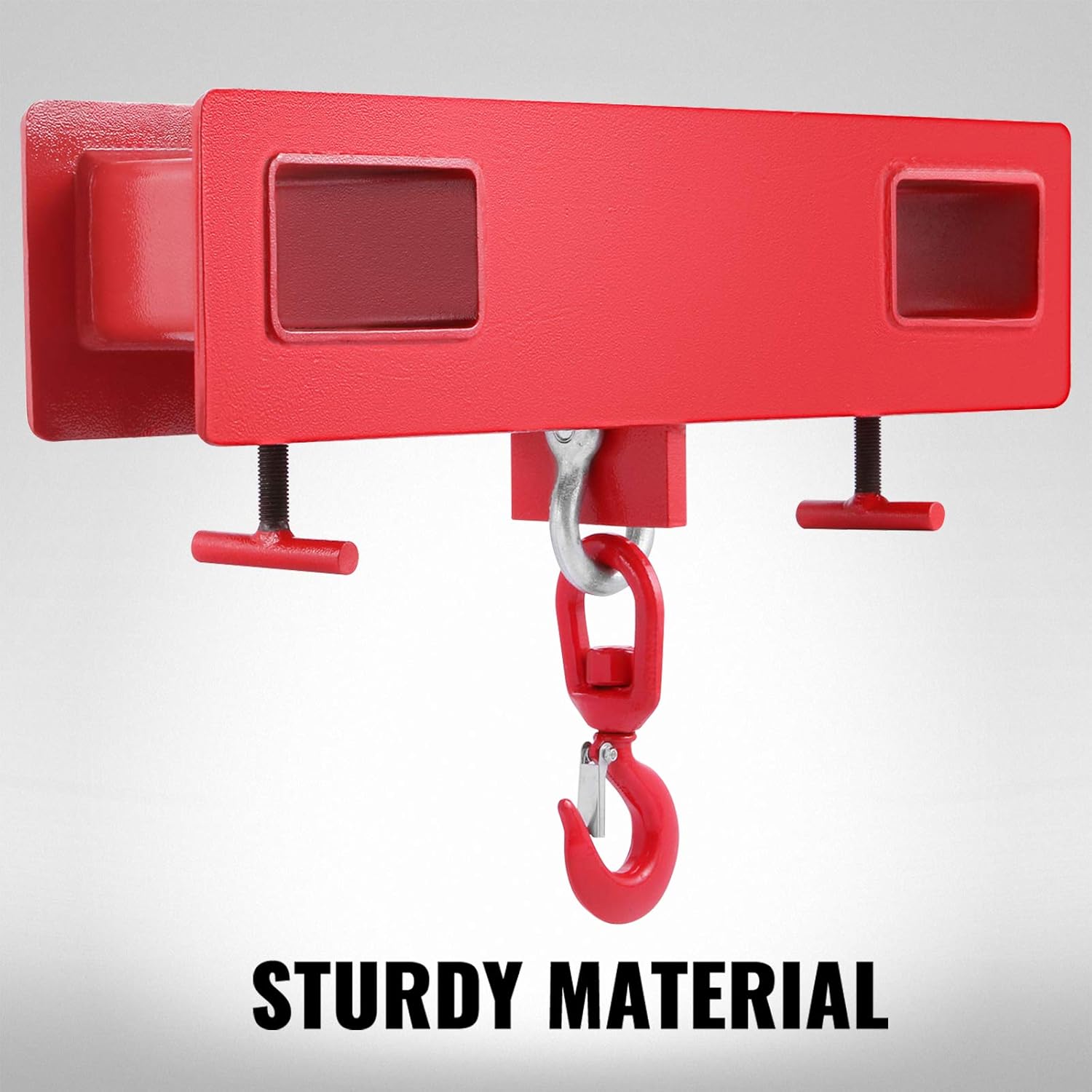 Mophorn Forklift Lifting Hook, 4400lbs Capacity Forklift Lifting Hoist, Red Forklift Mobile Crane with Swivel Hook and Two Large T-Screws