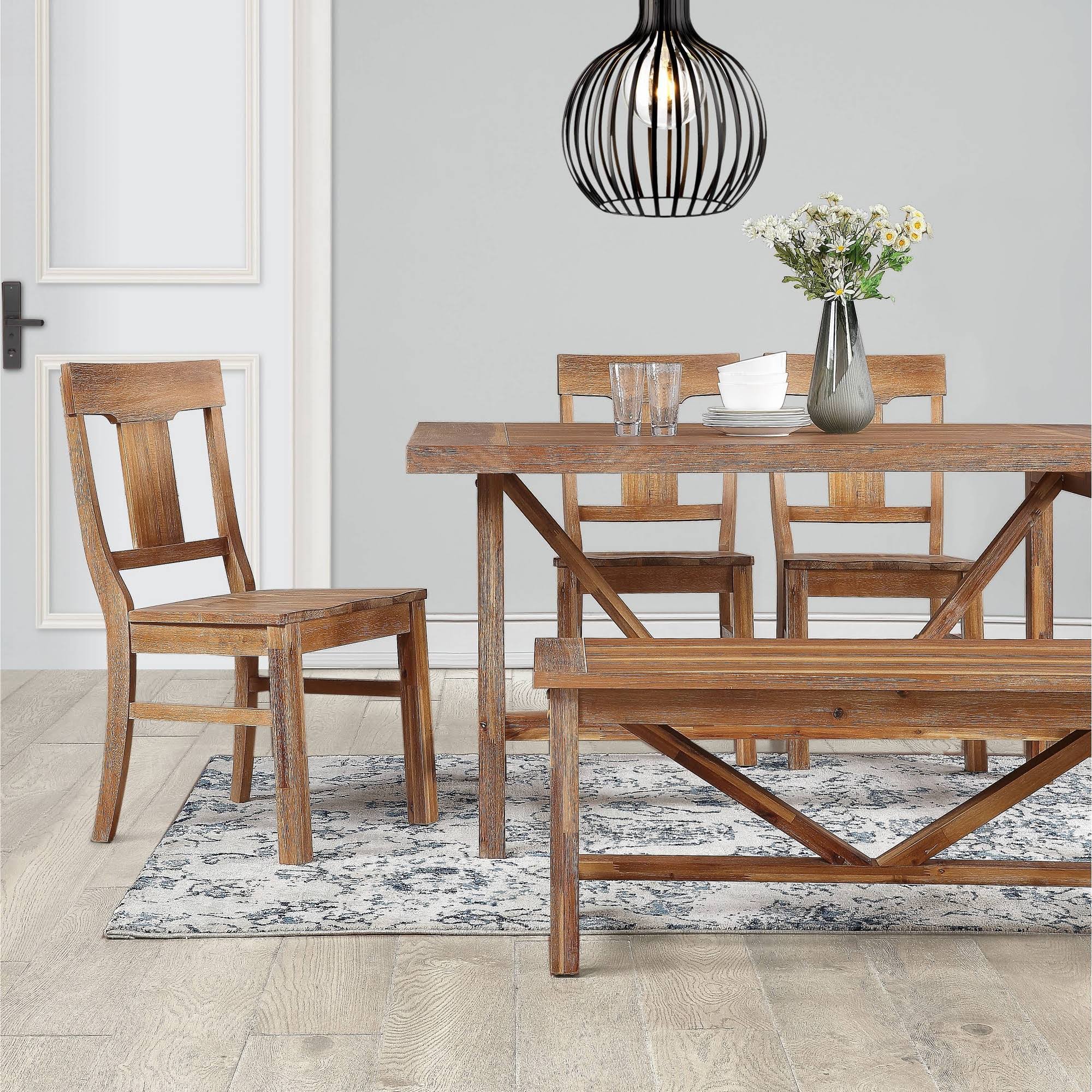 2pk Wheaton Rustic Dining Chair Brown - Threshold
