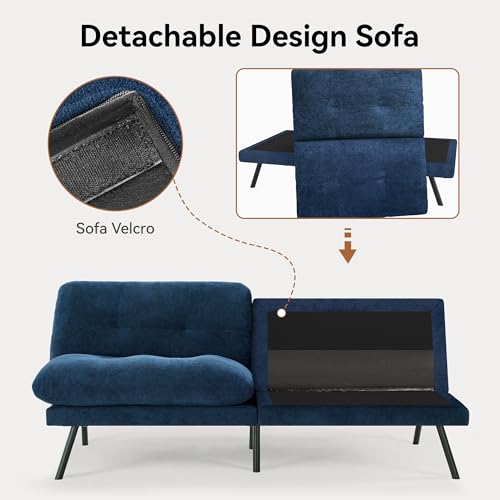 71" Convertible Futon Sofa,Faux Leather Futon Couch Bed,Sleeper Sofa Bed,Memory Foam Modern Folding Small Loveseat for Living Room,Office,Apartment