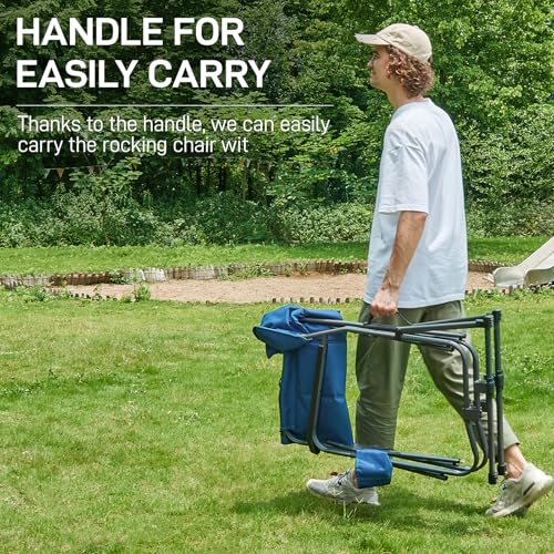 EVER ADVANCED Rocking Chair Outdoor, Quick Set Rocker Camping Chair for Adult, Foldable Rocker Chair Lightweight