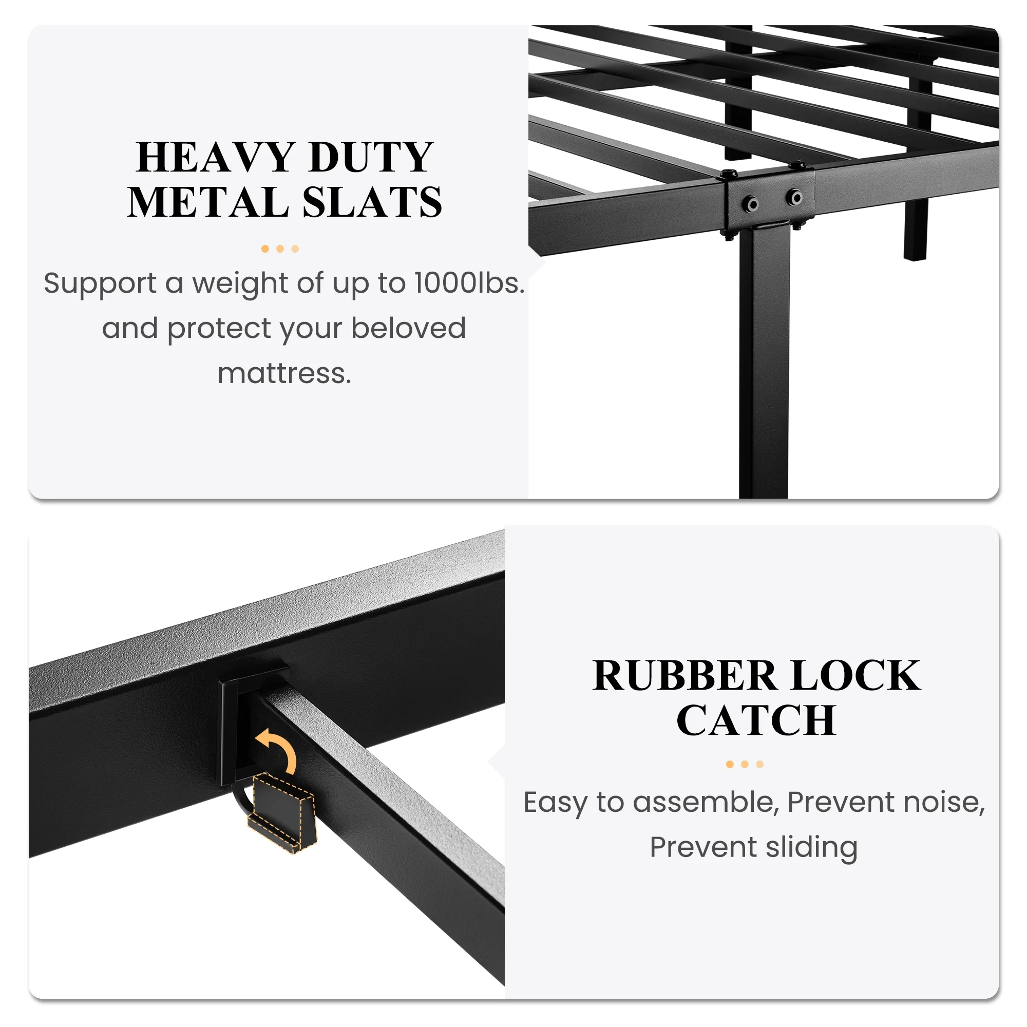 Sha Cerlin Dark Brown Queen Size Metal Platform Bed Frame with Industrial Heavy Duty Wooden Headboard