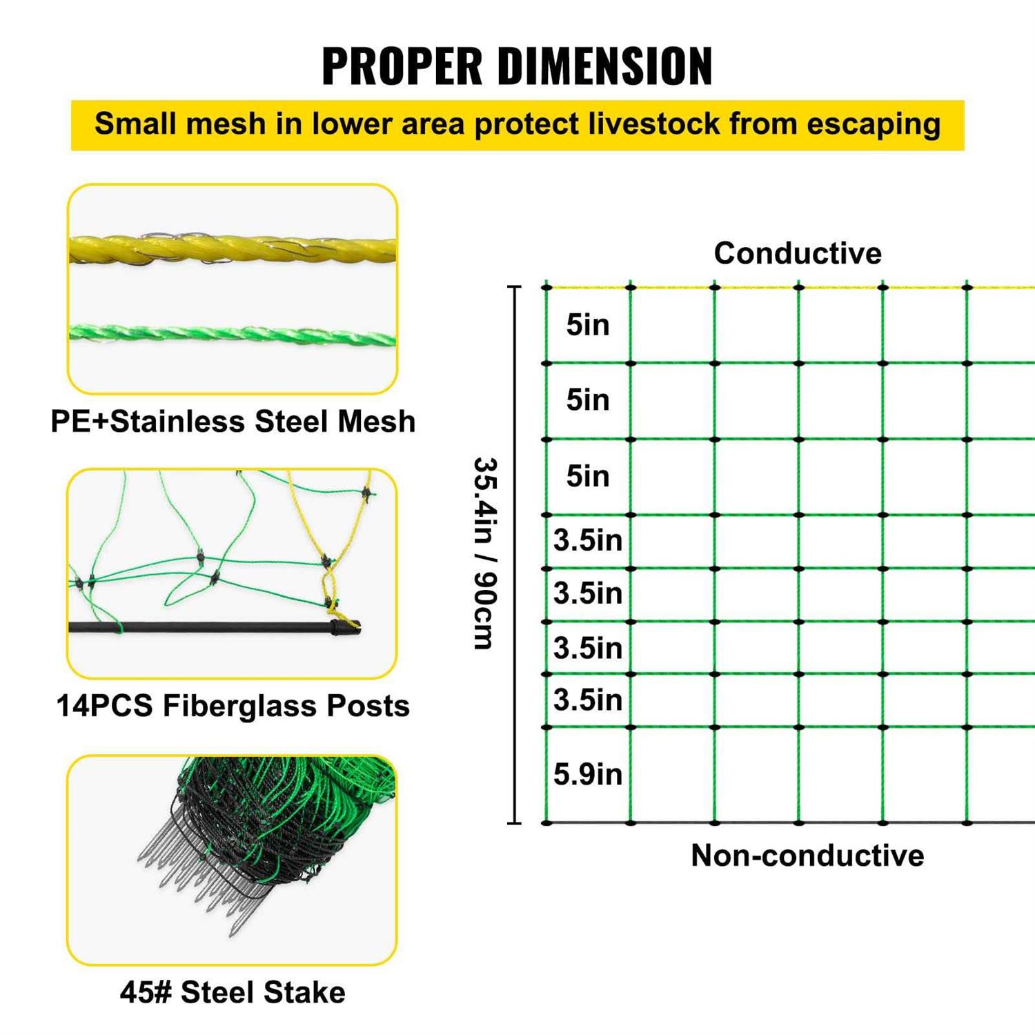 VEVOR Electric Fence Netting H x PE Net Fencing with 14 Posts - Shop Hardware Tools Online Store