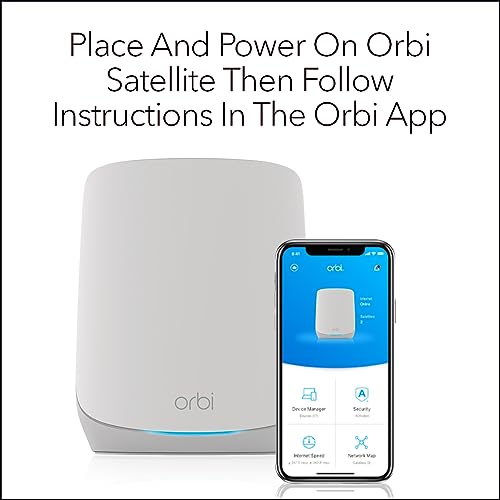 NETGEAR Orbi Whole Home Tri-Band WiFi 6 Mesh Network System (RBK663) &ndash; Router with 2 Satellite Extenders, Security Features, Coverage up to 6