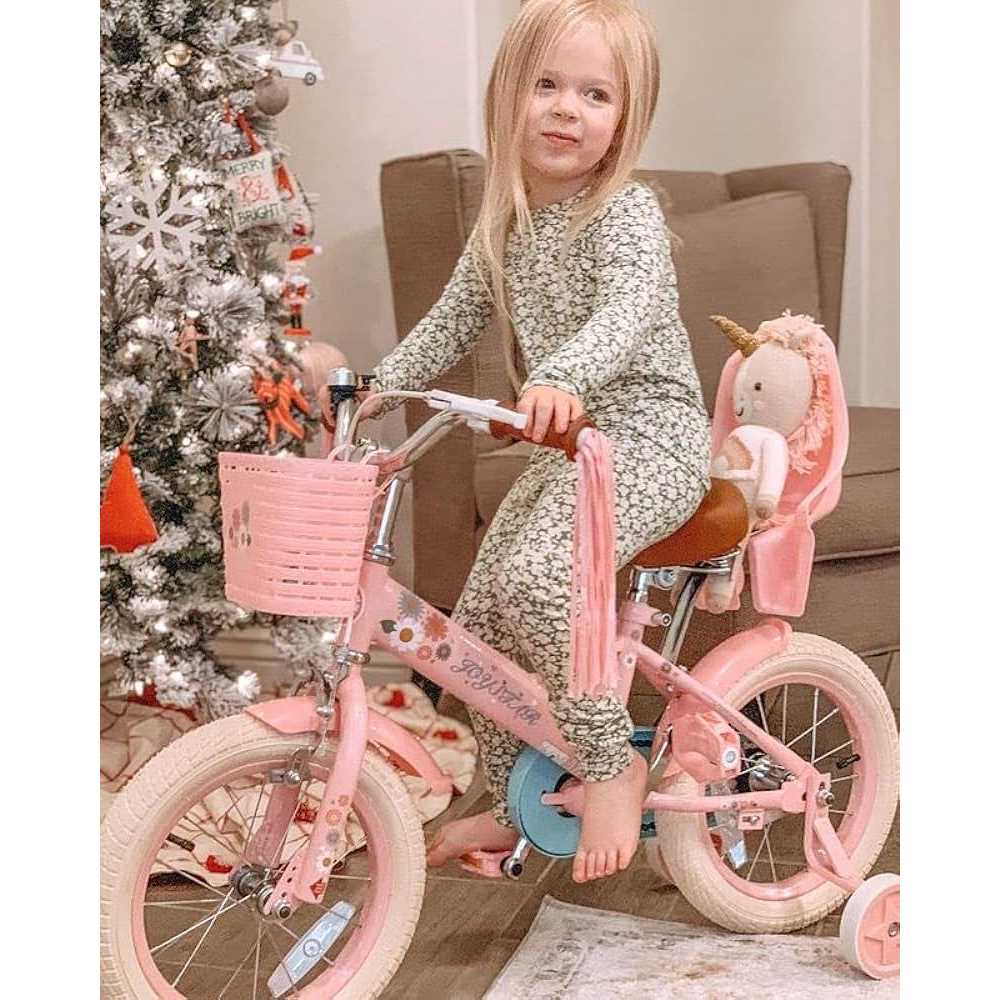 Joystar Little Daisy Kids Bike for 3 4 5 Years Girls with Handbrake Princess Bicycle with Training Wheels Basket Toddler