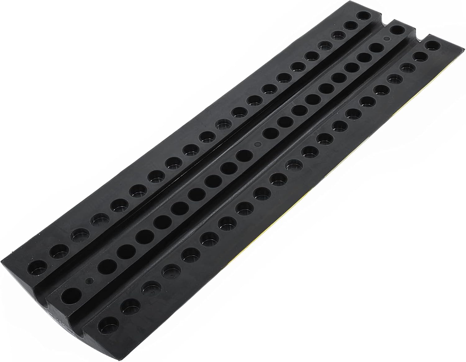 CXRCY Rubber Speed Bumps 1 Pack 2-Channel 3FT Modular Traffic Driveway Speed Bump Hump Heavy Duty Cable Protector Ramp with 3 Bolts for Asphalt