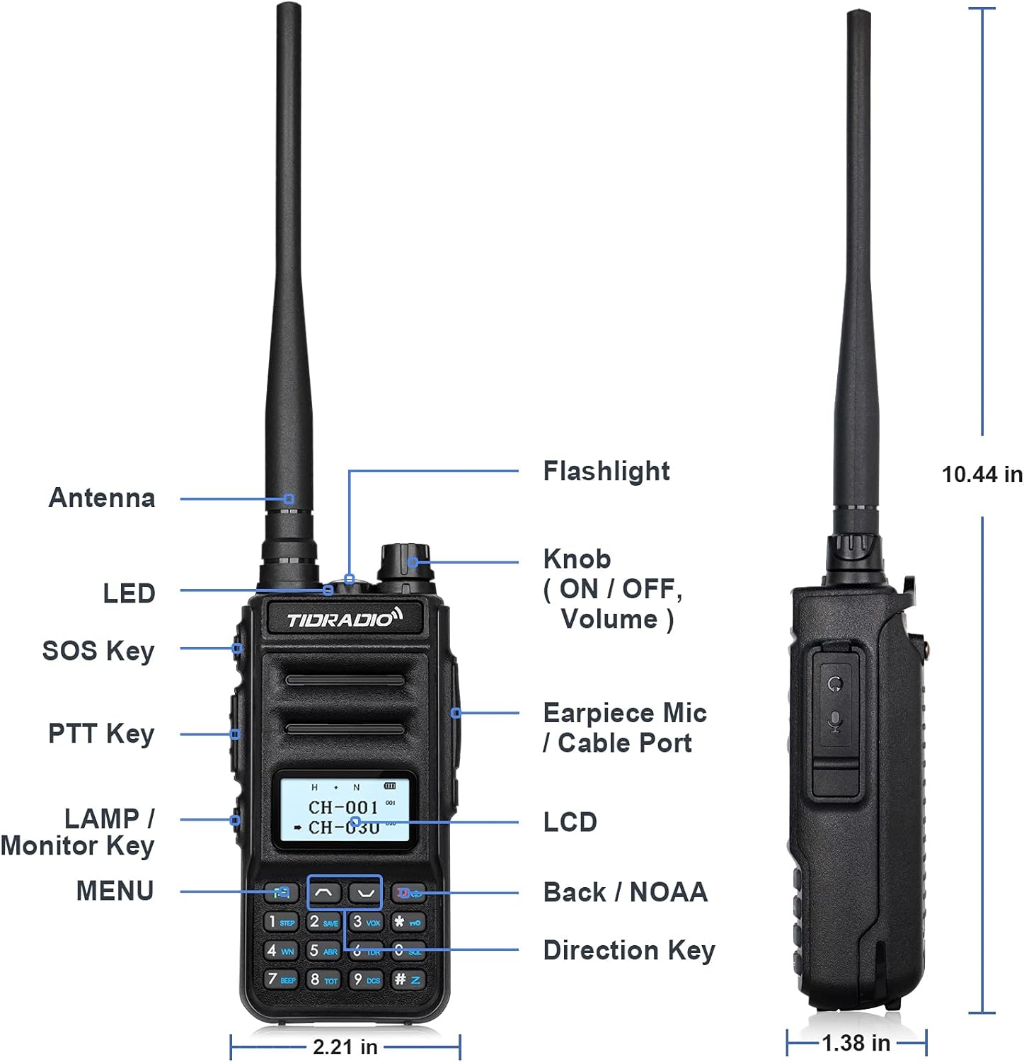 TIDRADIO TD-H5 GMRS Radio with 4pcs 1500mah Batteries,Handheld 5W Long Range Two Way Radio for Adults,GMRS Repeater Capable