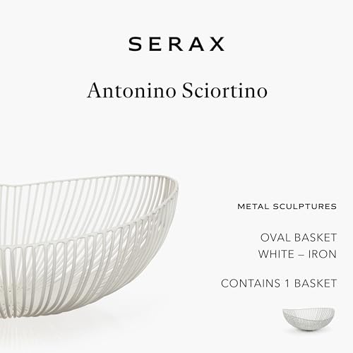 Home Decor Fruit Bowl | Metal sculptures interior accessories by Antonino Sciortino | Round White Iron Kitchen Basket | Modern House Decor or Kitchen