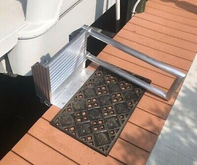 Folding Boat Boarding Platform Dock Step Dock Extension Ramp for Boat Lifts, Silver, Modern Aluminum