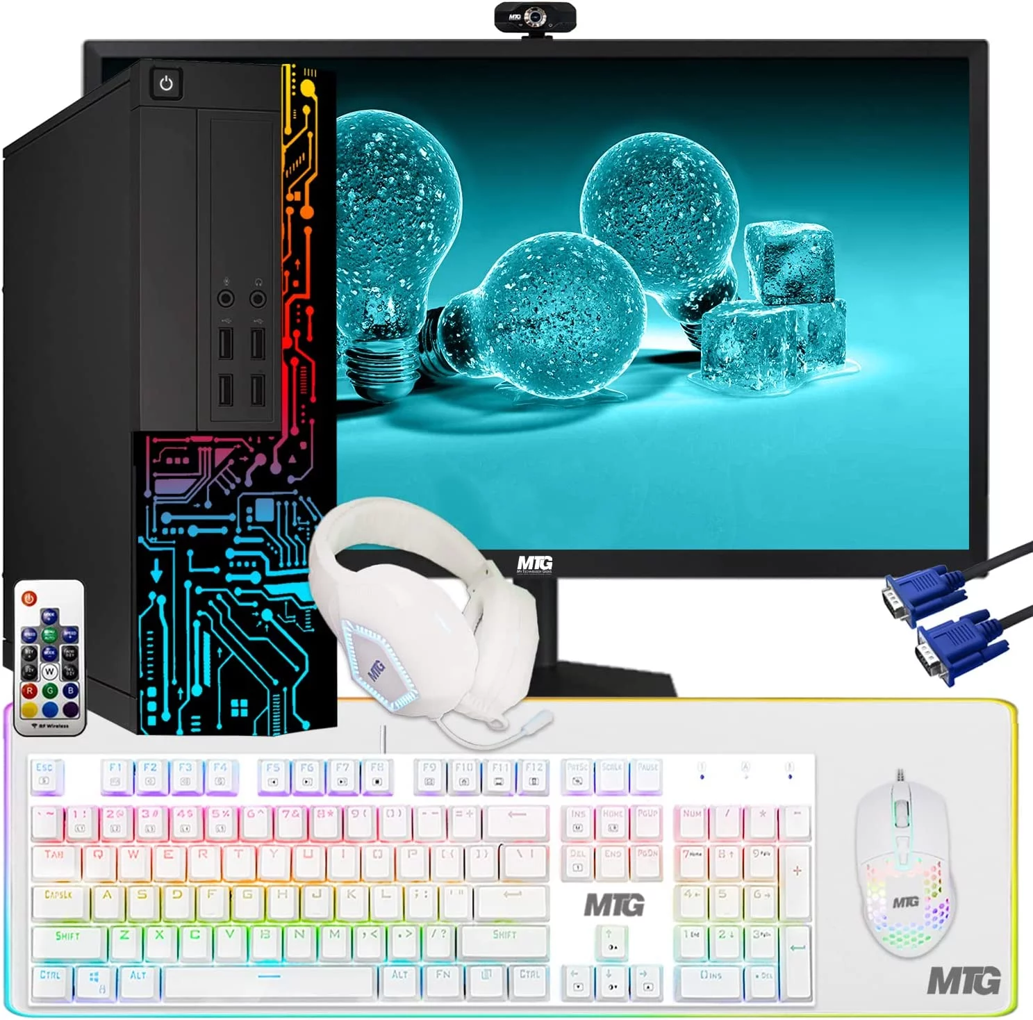 Restored Computer Desktop PC, Core i5, TechMagnet Siwa 8, 8GB RAM, 500 GB HDD, 27 Inch 165Hz Gaming Monitor, Gaming Kit with Webcam, WiFi