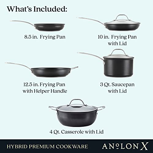 Anolon Anolon X Hybrid Nonstick Nonstick Cookware Induction Pots and Pans Set, 12 Piece - Charcoal Gray