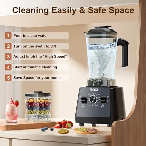 Blenders for Kitchen, Blenders for Smoothies, PRASKY 1000W Blender and Grinder Combo 25000RPM Powerful Professional Blender 68oz BPA Free 2 Containers