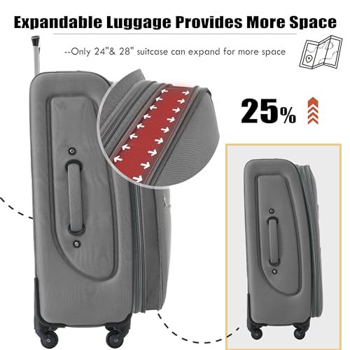Merax Suitcase Set Softside 3-Piece Expandable Luggage with TSA Lock Spinner Wheels Lightweight Upright Luggage with Travel Bag(22/26/30 IN