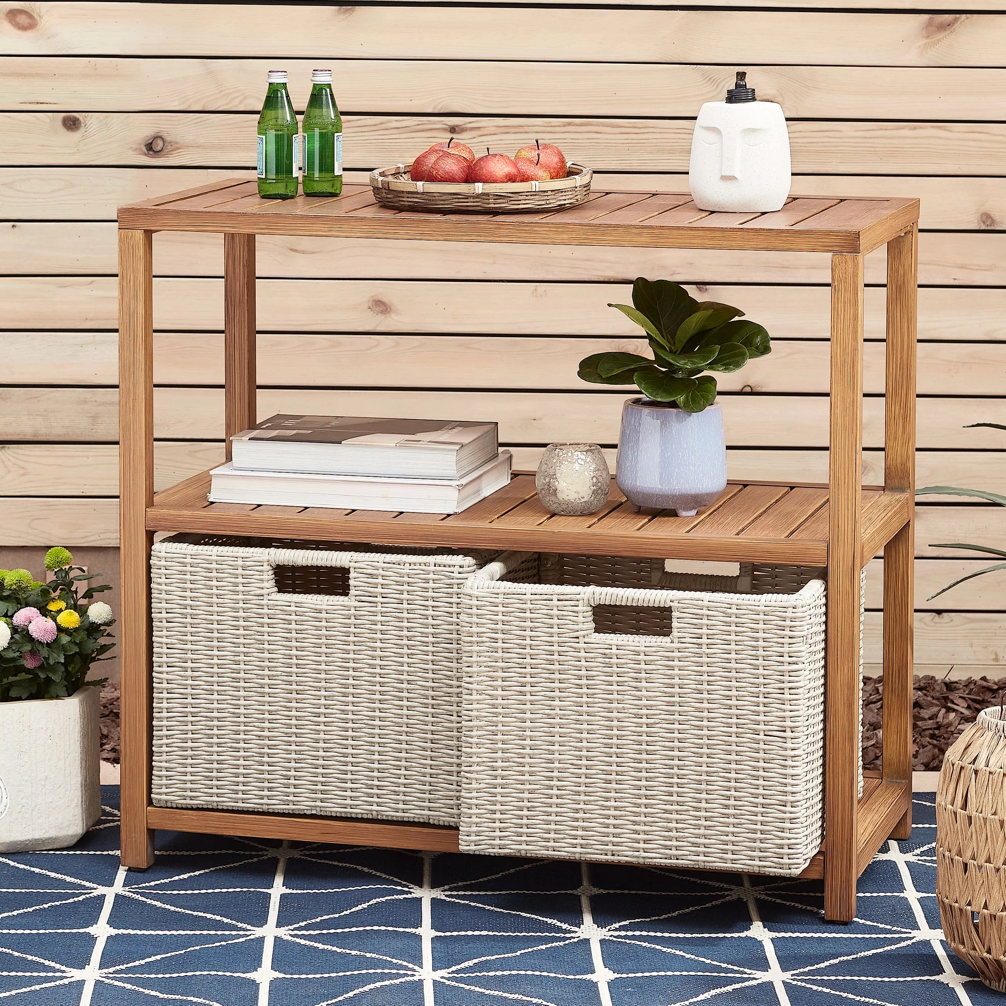Better Homes & Gardens Davenport Outdoor Patio Rectangular Steel Console Table, Gray