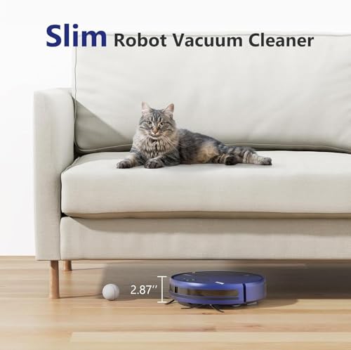 Robot Vacuum and Mop Combo, 2 in 1 Vacuum Robot with WiFi/App/Voice, Schedule, Water Tank and Dustbin, Self-Charging, Slim, Ideal for Hard Floor