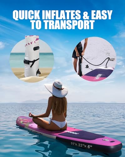 Highpi Inflatable Stand Up Paddle Board Premium SUP Accessories, Backpack, Wide Stance, Surf Control, Non-Slip Deck, Leash, Paddle and Pump