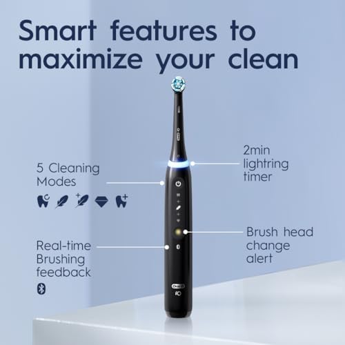 Oral-B iO Series 5 Limited Rechargeable Electric Powered Toothbrush, White with 3 Brush Heads and Travel Case