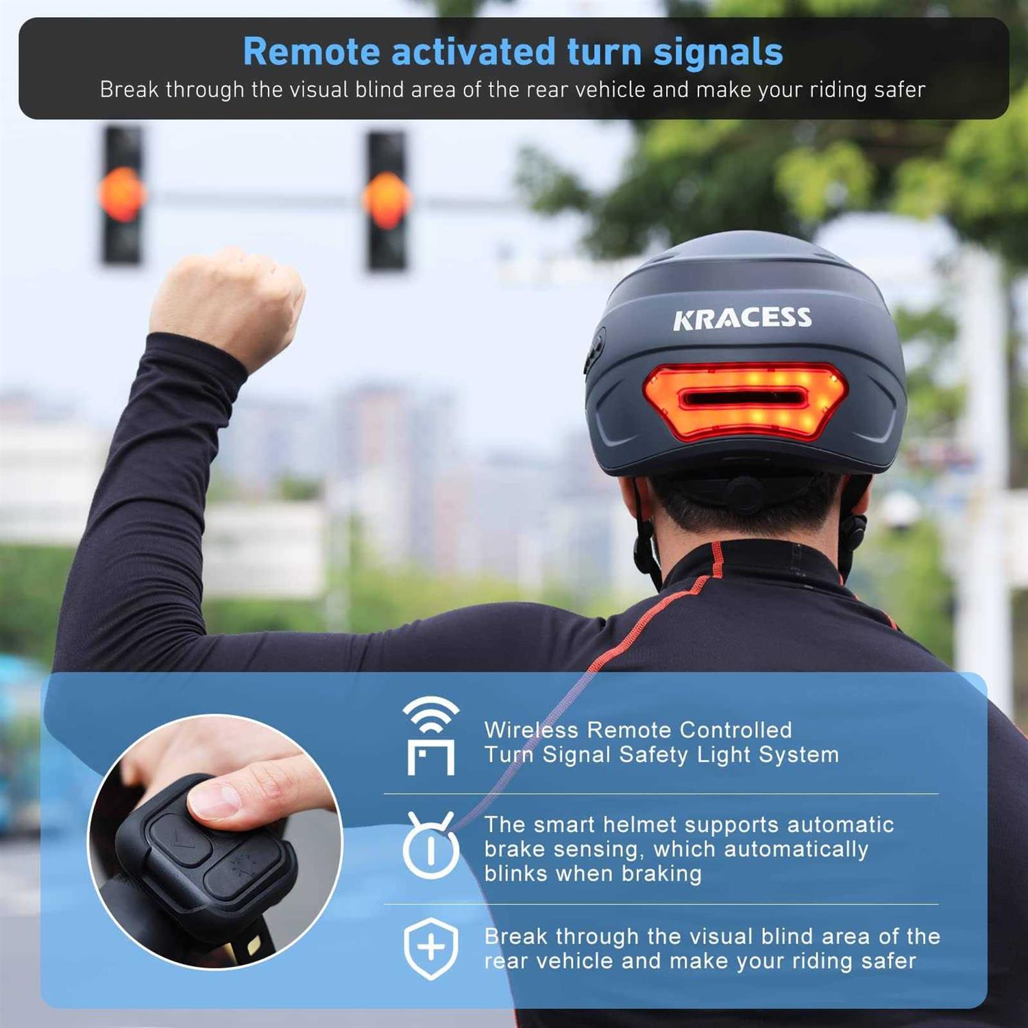 KRACESS KRS-S1 Bike Helmets for Men Smart Helmets for Adults with 1080P 60 fps Sports Camera Dual Antenna Bluetooth Womens Bike Helmet
