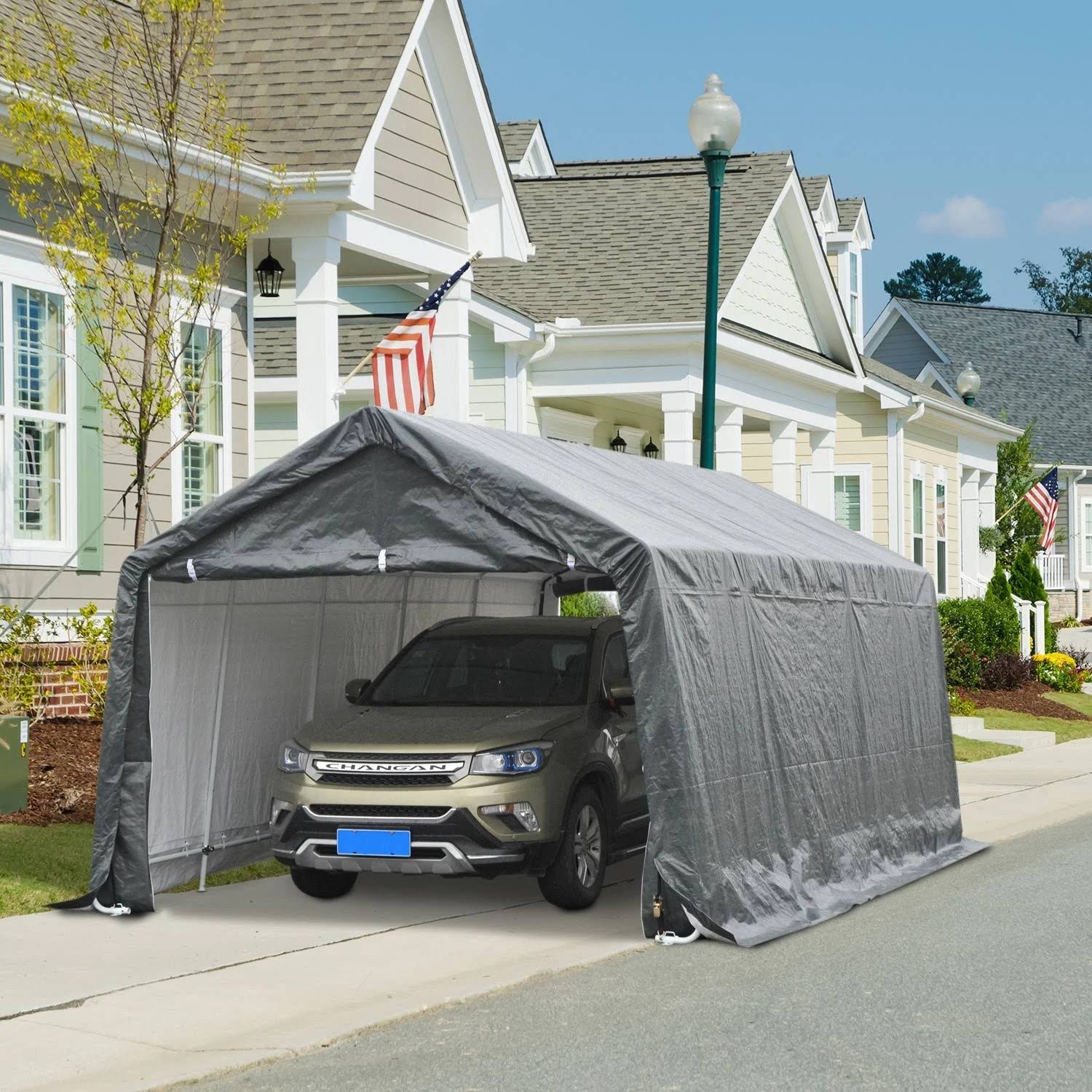 Outsunny 20' x 12' Heavy Duty Outdoor Temporary Carport Canopy Tent - Grey