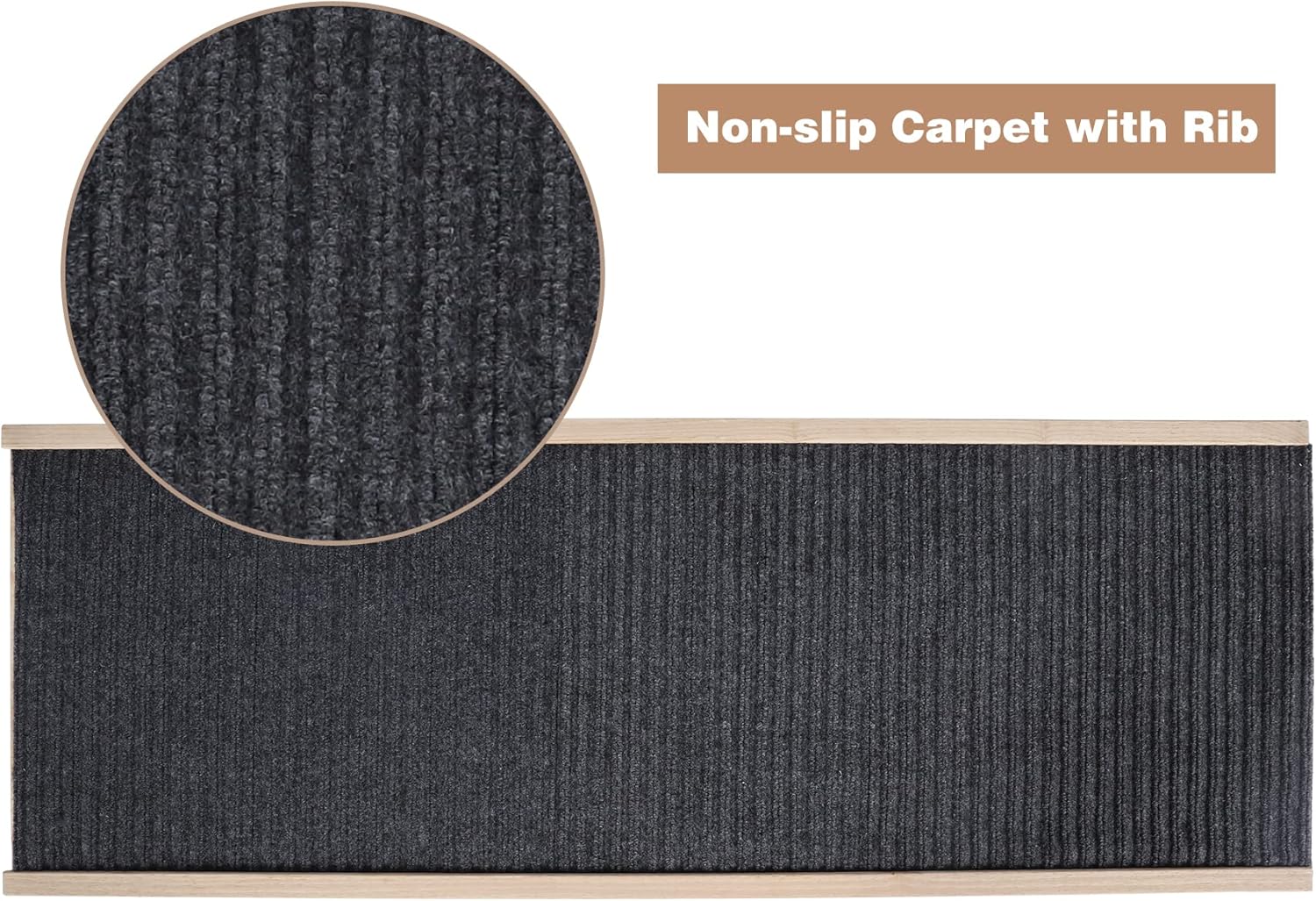 Domaker Wooden Pet Ramp for Dogs and Cats, Dog Ramp Height Adjust from 11.81inches to 23.6inches with Non Slip Carpet Surface for SUV, Bed, Couch