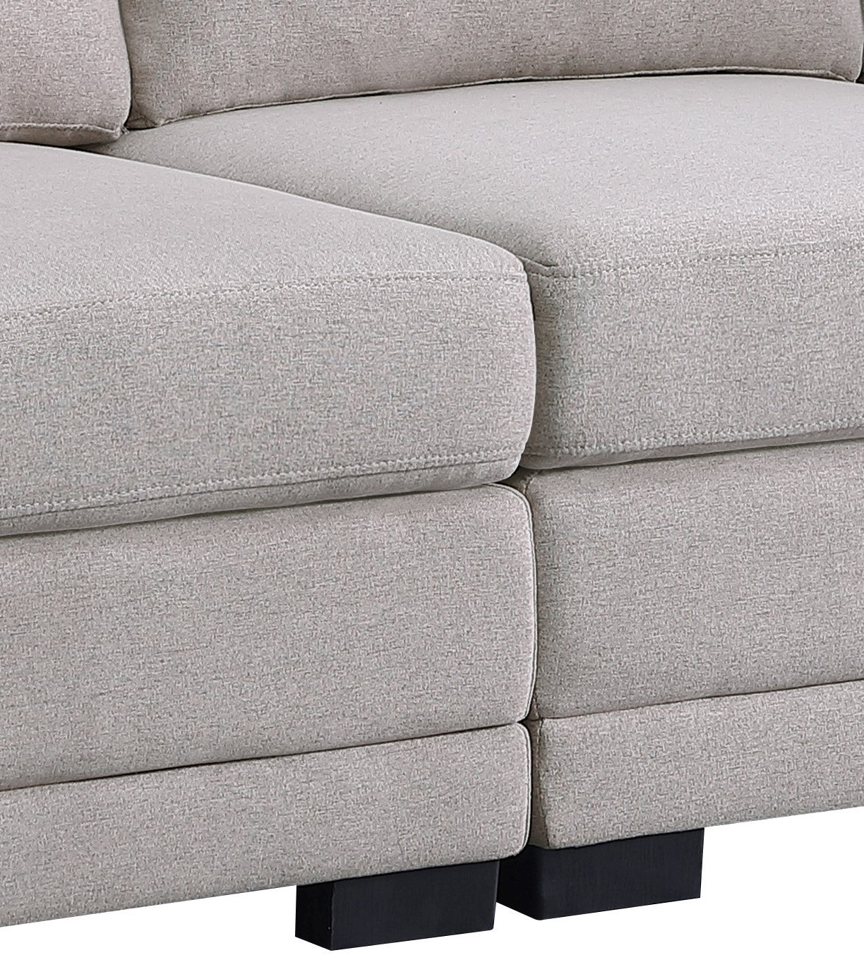 Kristin 3 Seat Linen Fabric Reversible Sectional Sofa with Ottoman - Light Gray