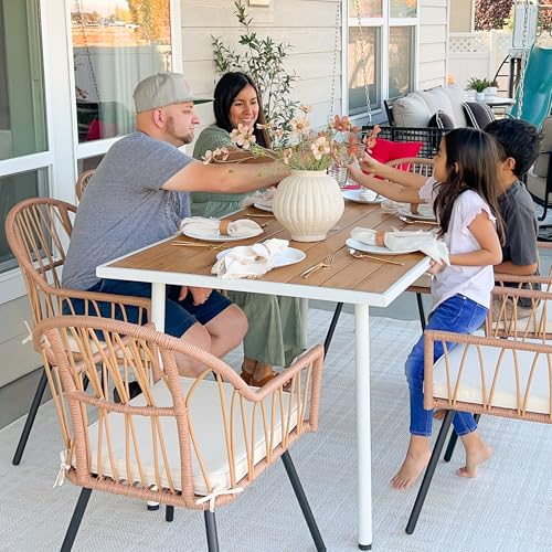 YITAHOME 5 Pieces Outdoor Patio Dining Table Chair Set,Wicker Patio Dining Set,Outdoor Rattan Dining Table Set for Patio, Backyard, Balcony
