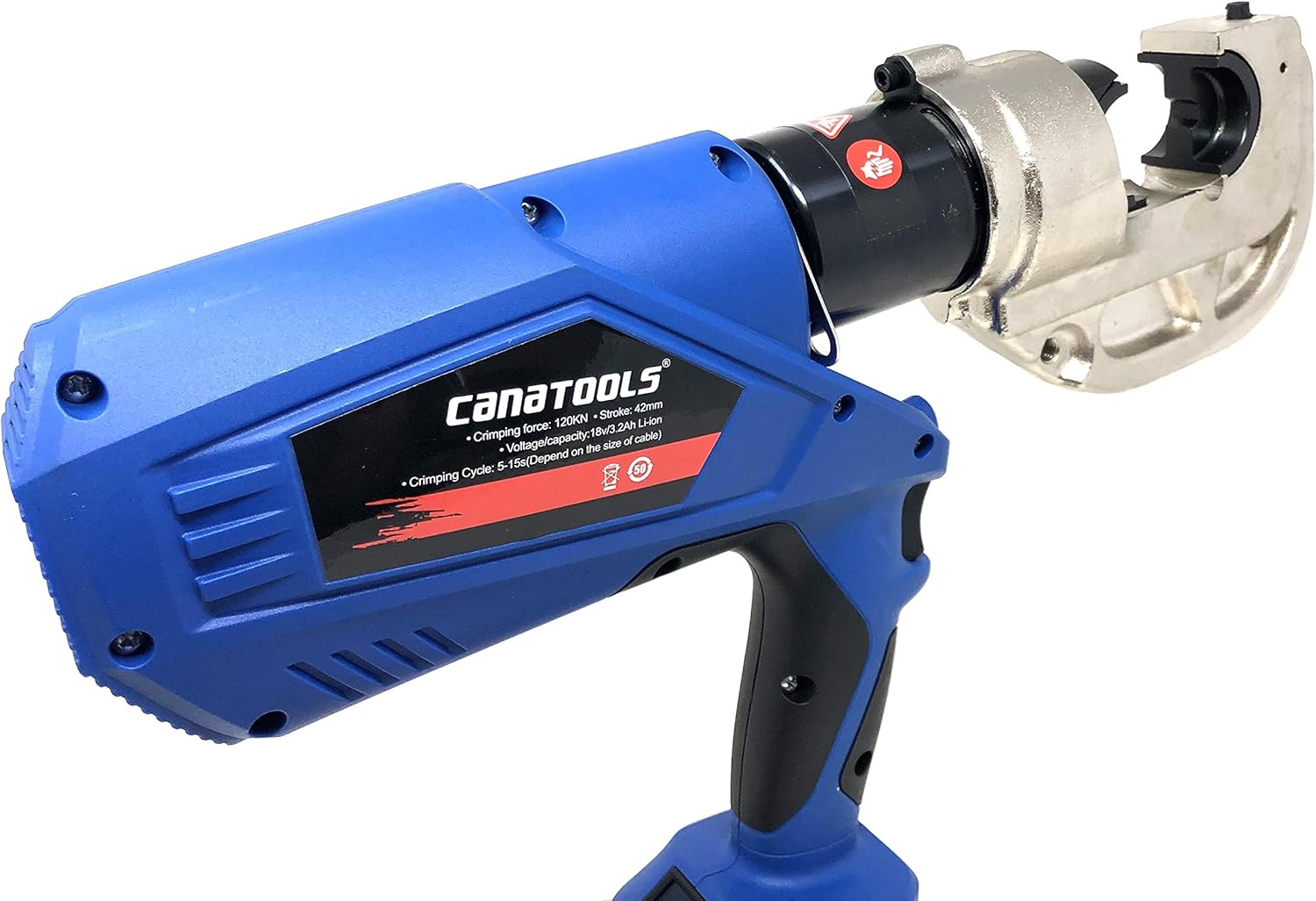 Canatools Battery Powered 6-Ton Crimper Cordless Hydraulic Crimping Tool Powerful Cable Crimper pressure sensor 350 degree head rotation 11 Pairs of