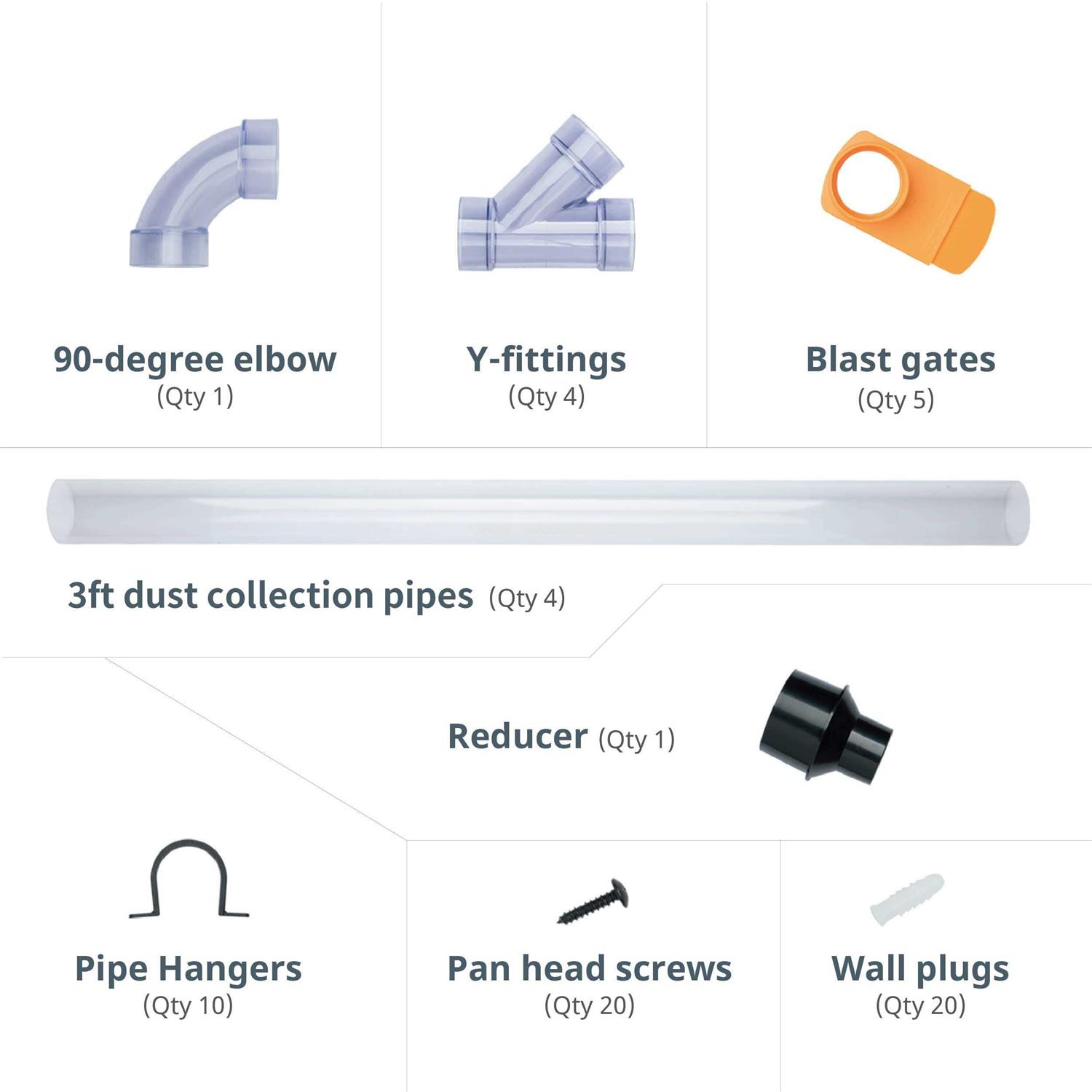 POWERTEC 70304 2-1/2 inch Dust Collection Fittings Network w/ Reducer - Shop Hardware Tools Online Store