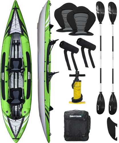 Driftsun Almanor Inflatable Kayak - Inflatable Touring Kayak - Inflatable 1 and 2 Person Kayaks for Adults with EVA Padded Seats, High Back Support