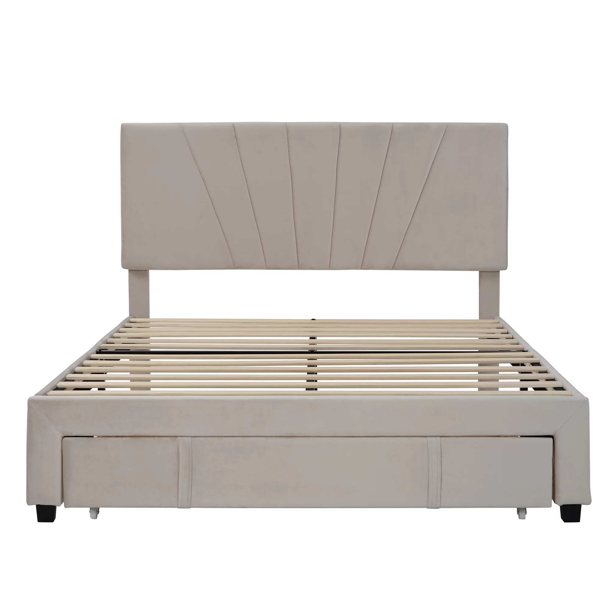 Queen Size Velvet Upholstered Platform Bed