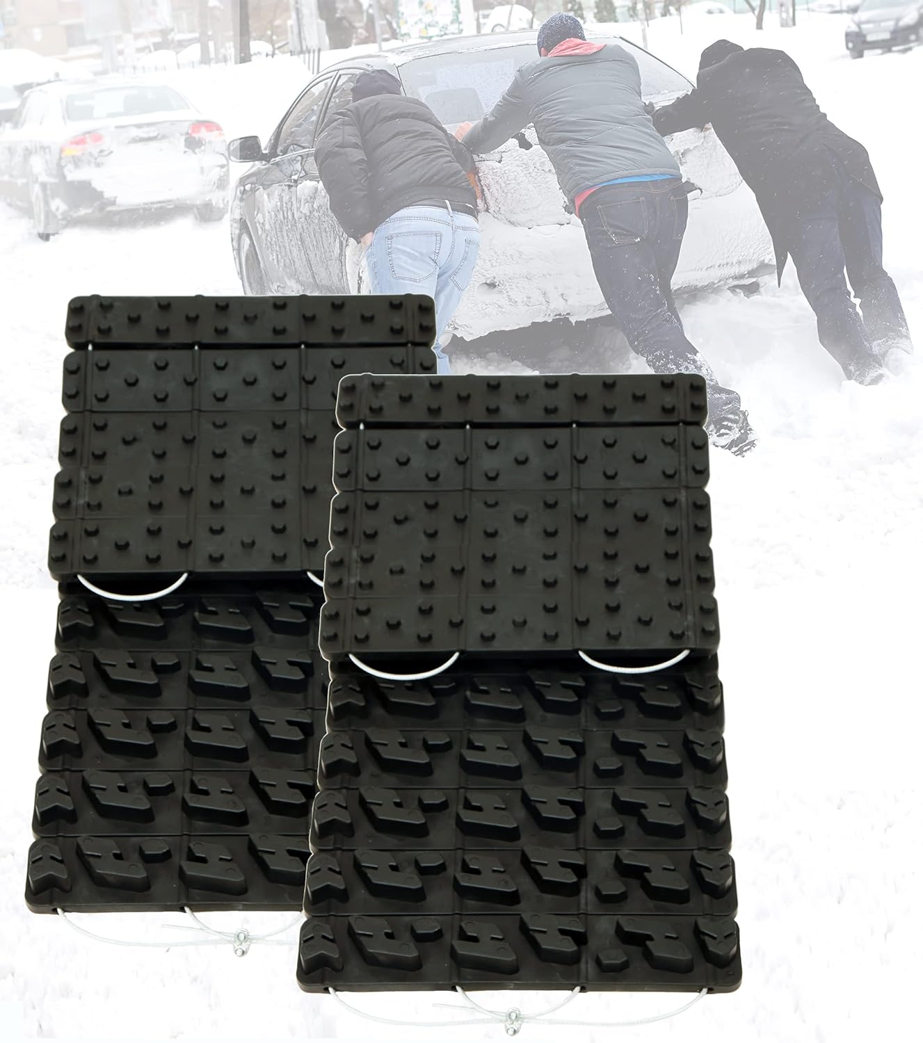 TARKII Tire Traction Mats, Two 39.3 Inch Portable Emergency Caterpillar Bands to Get Your Vehicles Unstuck in Snow, Mud and Sand