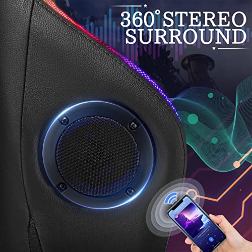 Gaming Chair with Bluetooth Speakers and RGB LED Lights Ergonomic Massage Computer Gaming Chair with Footrest Video Game Chair High Back with Lumbar