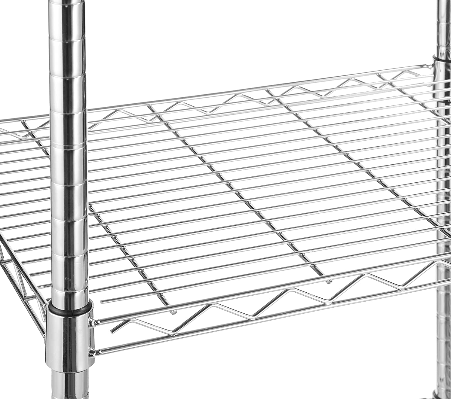 Basics Kitchen Rolling Microwave Cart on Wheels, Storage Rack, Wood/Chrome