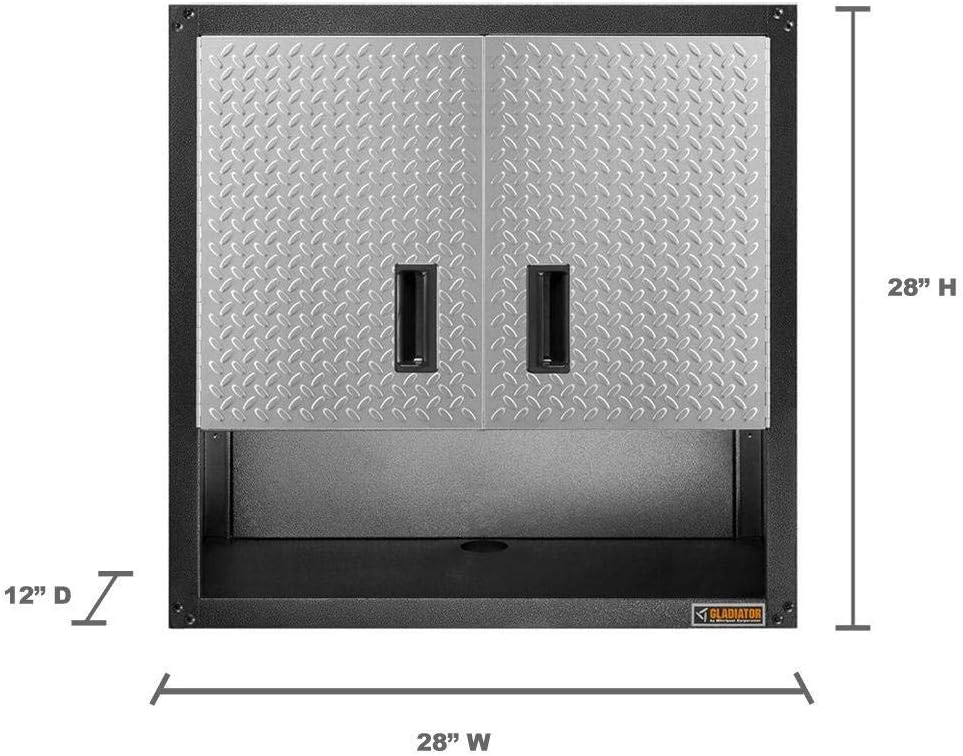 Gladiator GAWG28KDYG Ready-to-Assemble 3/4 Wall GearBox Steel Cabinet, Silver Tread