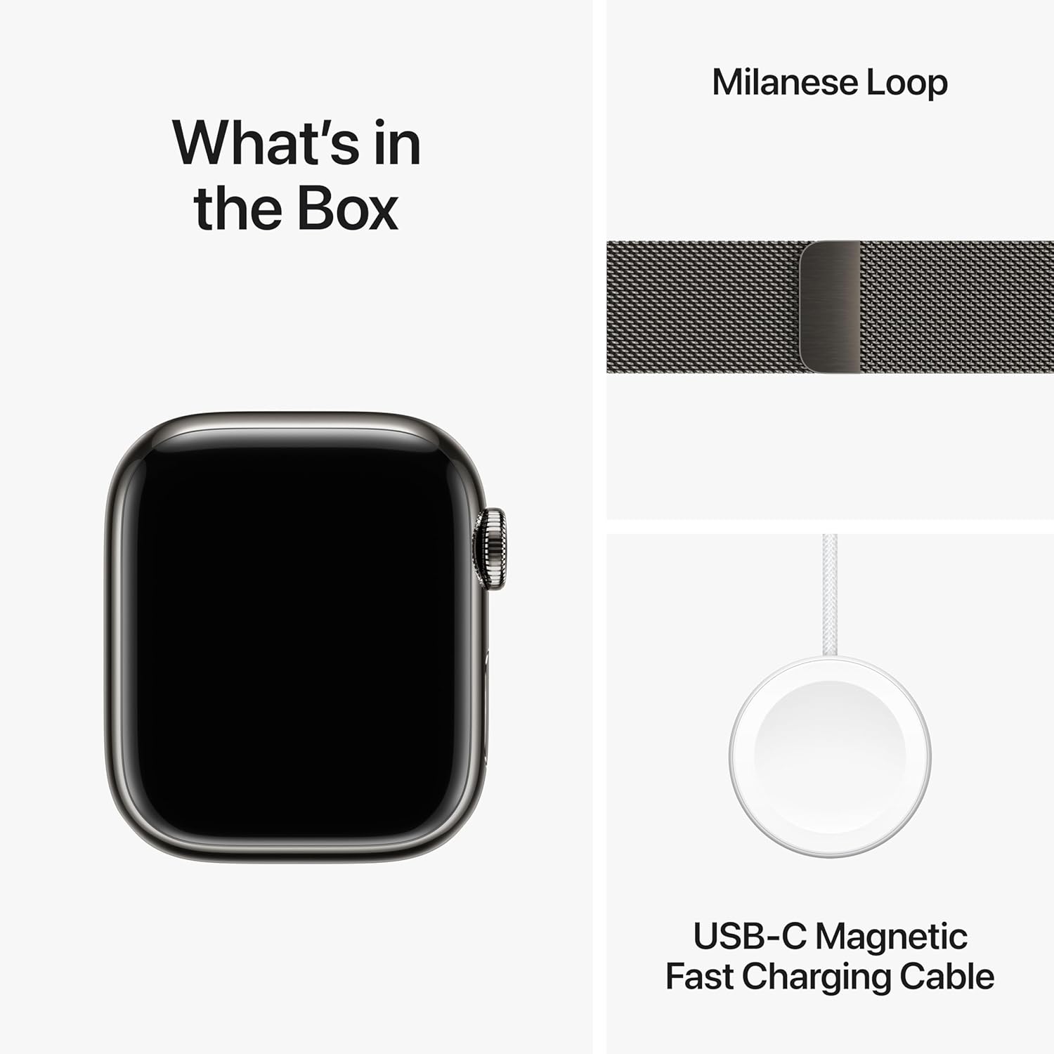 Apple Watch Series 9 [GPS + Cellular 41mm] Smartwatch with Graphite Stainless Steel Case with Graphite Milanese Loop. Fitness Tracker