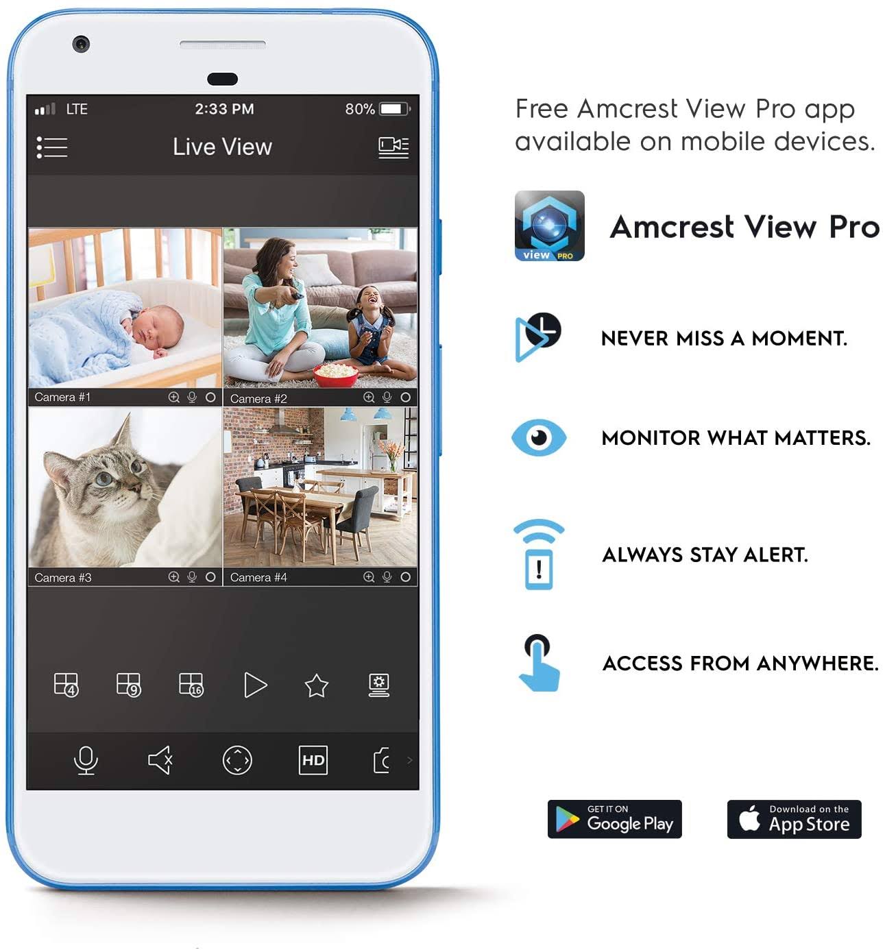 Amcrest ProHD 1080p WiFi Camera 2MP (1920TVL) Indoor Pan/Tilt Security Wireless IP Camera Ip2m-841b (Black)