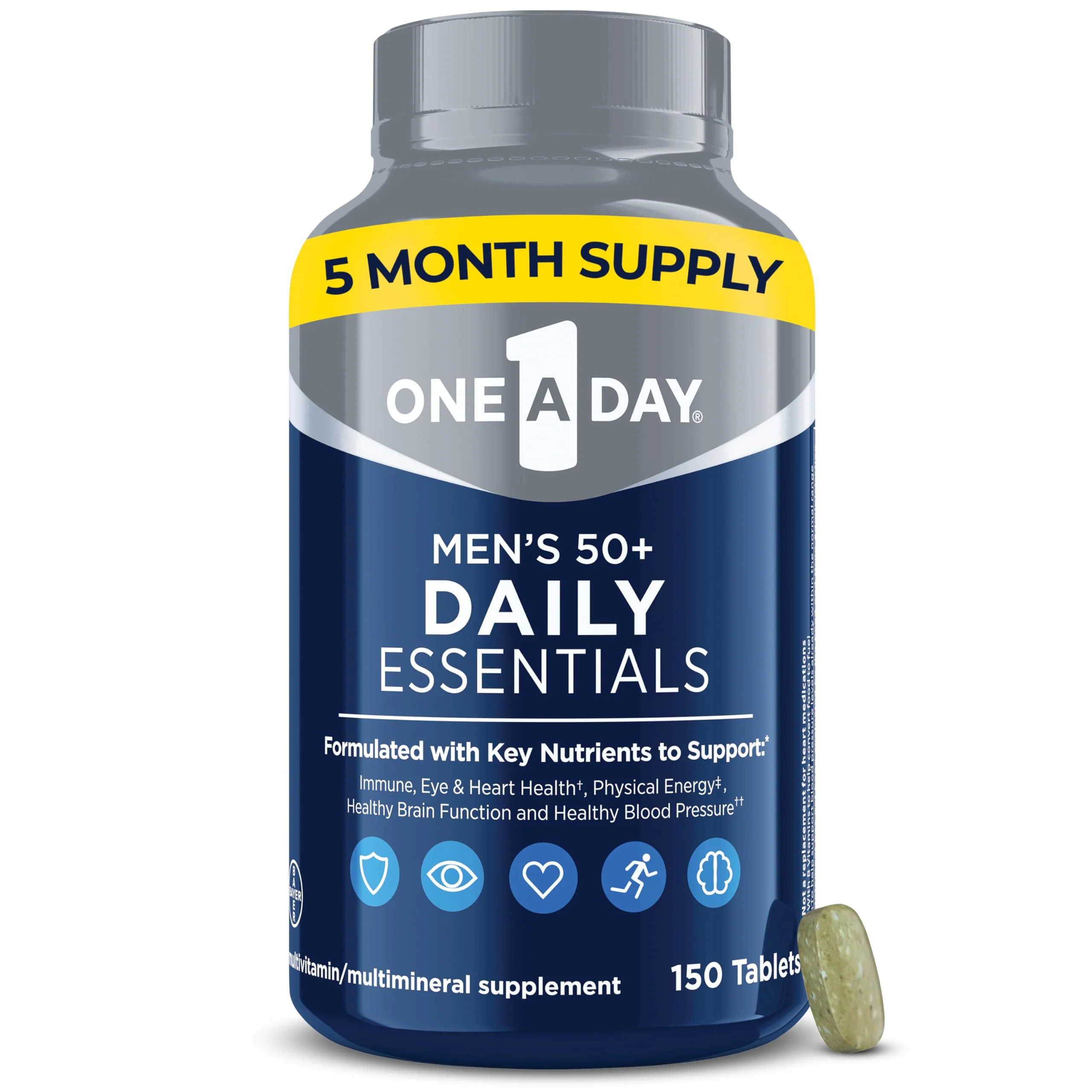 One A Day Men's Multivitamin C Daily Essentials for Men 50+, 150 Count - Kansas Nuitrition - HNZSDS