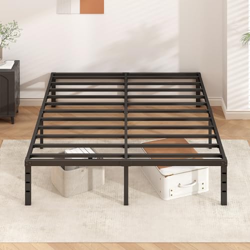 Metal Platform Bed Frame 14 Inch Tall Bed No Box Spring Needed,Twin Size Bed with Heavy Duty Strong Support Slats,Easy to Assemble,Black