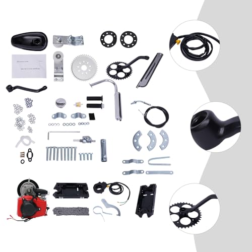 49cc Bicycle Engine Kit Powerful Pull Start 4-Stroke Cycle Motor Kit Compete Gas Kit Motorized Bike Petrol Gas Bicycle Engine Super Fuel-efficient