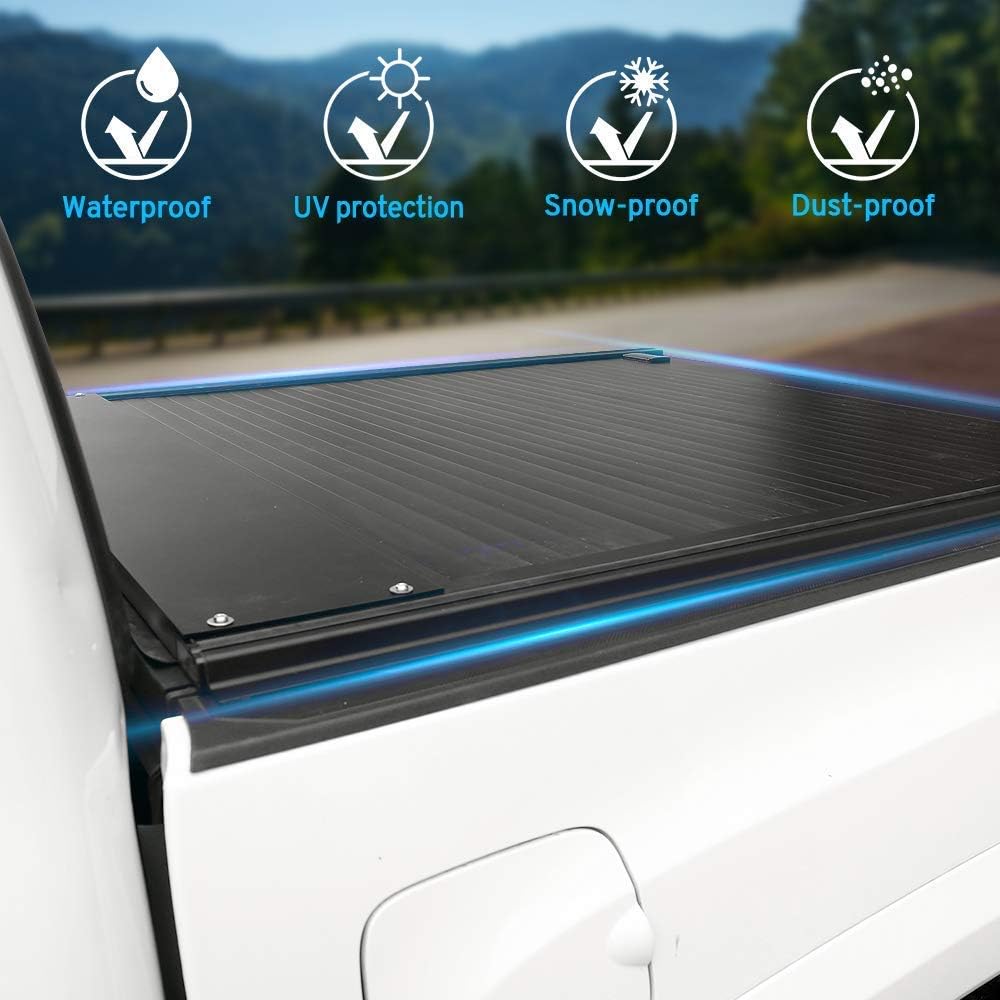 Syneticusa Retractable Hard Tonneau Cover Fits 2011-2022 Ford F-150 5’6” (67”) Bed Matte Black Aluminum Low Profile Waterproof