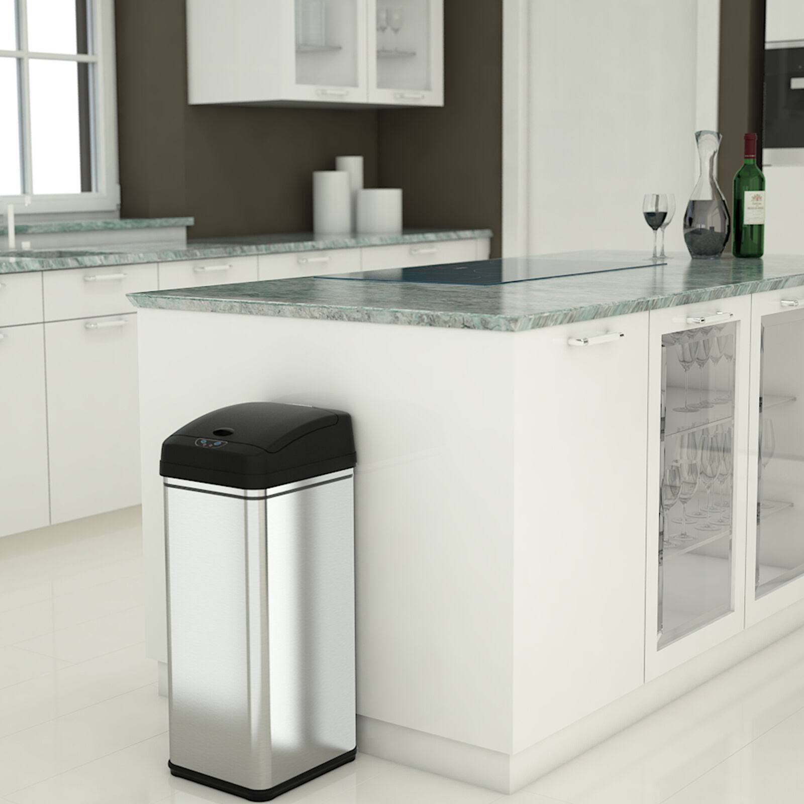iTouchless 13 Gal Touchless Sensor Kitchen Trash Can-Stainless Steel,Odor Filter