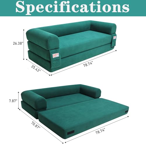 Convertible Sleeper Sofa Bed with Cylindrical Pillow, Comfy Foldable Sofa Bed Compressed Sofa in Box