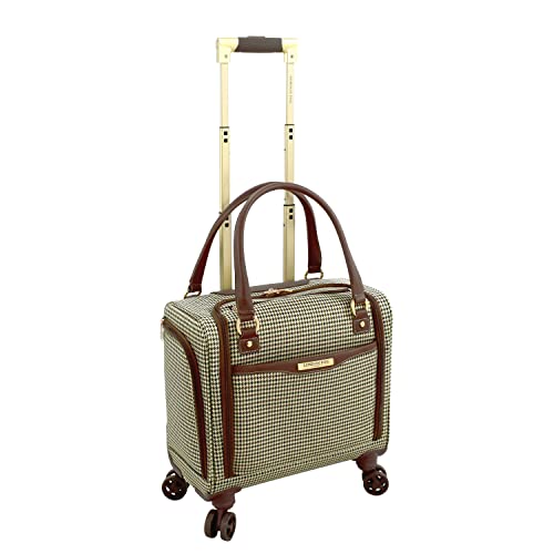 London Fog Oxford III 8-Wheel Under Seat Bag, Black-White, Carry-On 15-Inch