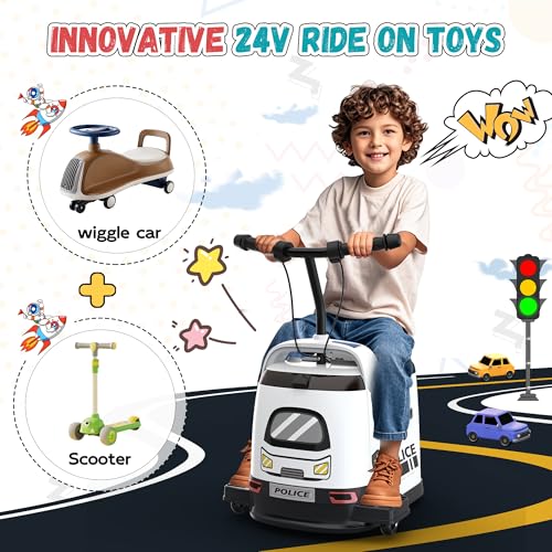 ANPABO 24V Kids Riding Toys for 3-12, 180W Quiet Brushless Motor, Max 5Mph, Ride On Toys w/Stepless Throttle, Safety Speed Limit