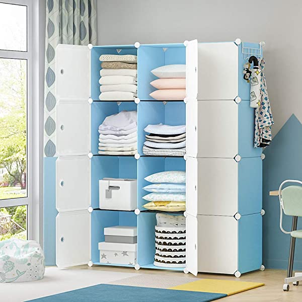 YOZO Cube Storage Organzier Portable Closet Wardrobe Bedroom Dresser (71x14x71 inches) Portable Closet Cube Shelf Armoire Pantry Cabinet, 25 Cubes
