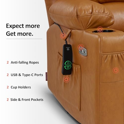MCombo Oversized Power Lift Recliner Chair for Elderly, Lift Chair with Heat and Massage, Lift Recliner for Big and Tall, Cup Holders